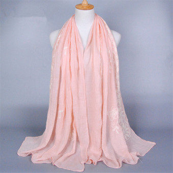 Turkish Hijab Embroidery Flower Cotton Liner Muslim Scarf (Pink) - Intl  