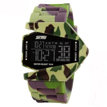 Twinklenorth Men Army Camouflage Military Aircraft Noctiluc Silicone Plastic Digital Watch Watches Wristwatches K987Q-1  