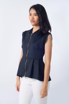 TZ Peplum Scuba With Brass Zipper - Black - One Size L  