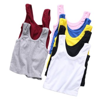 U-neck Sexy Women Plain Camisole Vest Stretchable Midriff-baring Backless Tank Top(Wine Red) - intl  