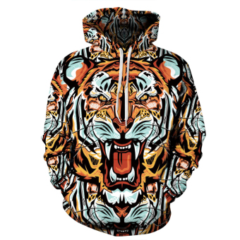 UINN New Fashion Stylish Punk Digital Print 3D Tiger Head-Pattern Hoodie  