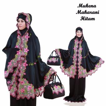 Ukhuwah Mukena Bordir Satin Silk Maharani Original - Hitam  