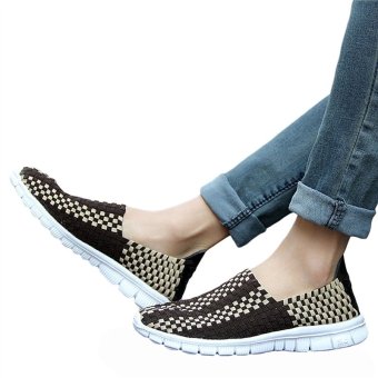 Unisex Fashion Casual Lovers Breathable Sneaker Shoes Woven Leisure Shoes for Running(Brown,44)  