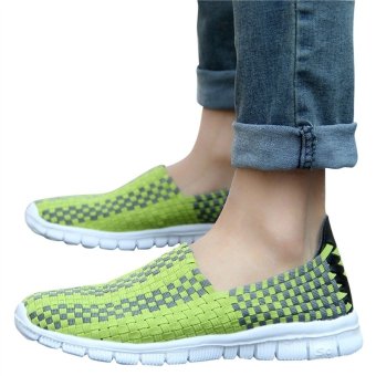 Unisex Fashion Casual Lovers Breathable Sneaker Shoes Woven Leisure Shoes for Running(Green,37)  