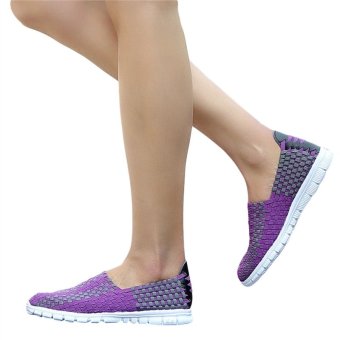 Unisex Fashion Casual Lovers Breathable Sneaker Shoes Woven Leisure Shoes for Running(Purple,35)  