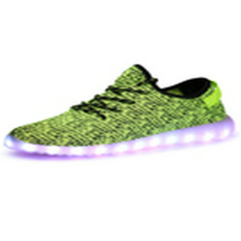 Unisex Yeezy LED Light Lace Up Luminous Shoes Sportswear Sneaker Luminous Unisex Casual Shoes Light Green (Intl) - Intl  