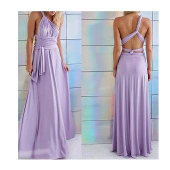 USA Sexy Women Hollow Out sleeveless Club Wear Body con Bandage Long Dress purple - intl  