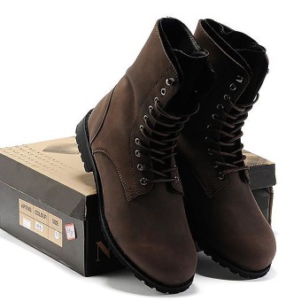 Vanker Fashionable Winter Men's Retro Punk England-style High-top Combat Boots Shoes(Brown)  