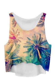 Velishy Coconut Tree Printed Tank Top (Multicolor)  