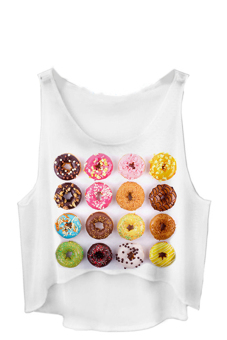 Velishy Donuts Printed Tank Top (White)  