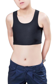 Velishy Short Chest Vest Breathable Buckle Binder Trans (Black)  