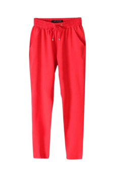 Velishy Women Pants Chiffon Pants (Red)  