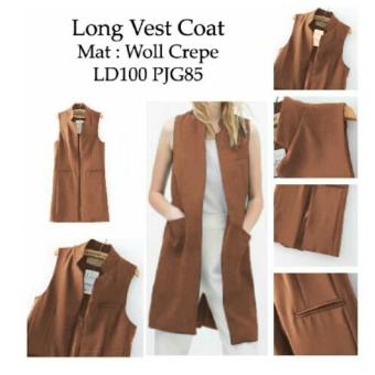 Vest / Rompi / Long Vest Coat Pocket Brown Simple Style  