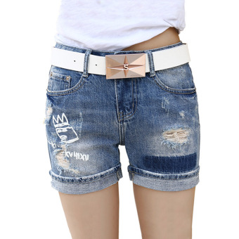 VICI Women's new summer hole denim shorts  