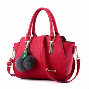 vicria tas branded wanita high quality pu leather korean bag style pompom merah vicria tas branded wanita high quality pu leather korean bag style pompom merah