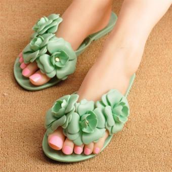 Victory Camellia Flat Sandals Summer jelly Women's Shoes?Green? - intl  