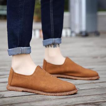 Vintage Men Comfortable Slip On Casual Shoes Breathable Loafer British Driving Shoes Brown XZ289 - intl  