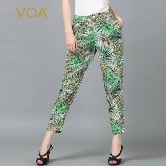 VOA Spring Autumn Floral Fashion Casual Printed Silk Comfortable Long Pants - intl  