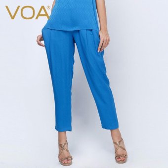 VOA Women's Silk Pencil Pants New Fashion Casual Trousers Blue - intl  
