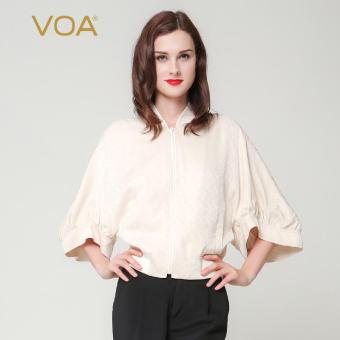 VOA Women's Silk Raglan Sleeve Stand Collar Spring Light Jackets Off White - intl  