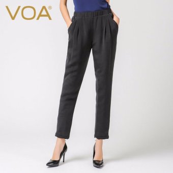 VOA Women's Winter Warm trousers Silk Pencil Pants Black - intl  