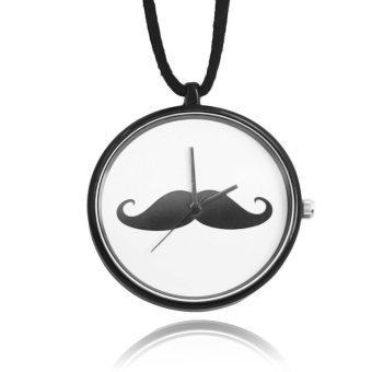 Vococal Black Moustache Quartz Pocket Watch Pendant Necklace  
