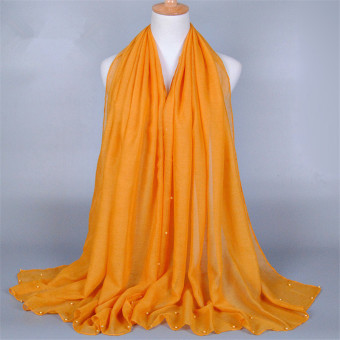 Voile With Pearl Beads Muslim Islamic Scarf Hijab (Yellow) - Intl  