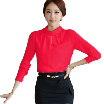 Vrichel Collection - blouse wanita long sleeves (merah)  
