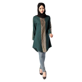 Wanita Muslim Arab perempuan pake kemeja panjang dan blus untuk Spesial Ramadhan (hijau)  