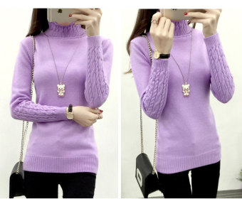 'Warm High collar turtleneck Women''s High quality sweater pullover For Winter New purple - intl'  