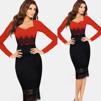 Wear to Work OL Lace Crochet Tunic Business Party Evening Prom Formal Midi Dress - intl  