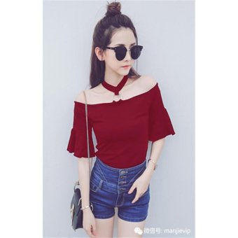Weloveit Blouse Lady CE64 - Maroon  