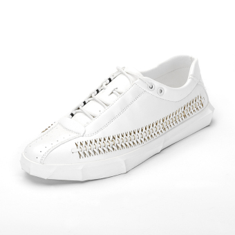WETIKE Men's Casual Shoes Fashion Microfiber Weave Shoes(White)  
