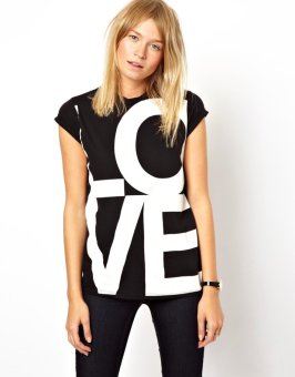 White LOVE Letters Print Tops Women T shirts - Intl  
