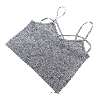 Whyus Women Ladies Cool Sexy Strappy Cross Cut Cotton Bustier Bra Vest Crop Tank Top(Grey) (Intl) - intl  