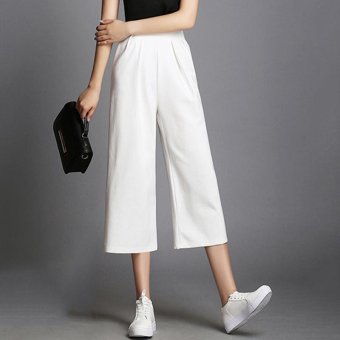 Wide Leg Women Cropped Pant Ankel Length Loose Summer Casual OL Office Business Suit Pant Female Trousers - intl  