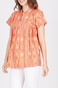 WINGGO Blouse Batik Blus Jumputan Pastel Orange  