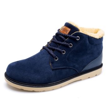 Winter Men Snow Boots Fashion Suede Ankle Boots Casual Men Shoes With Fur (Blue) - intl  