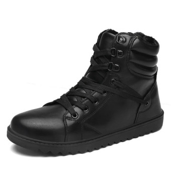 Winter new warm casual shoes men fashion men Suede boots increasing shoes man (Black) - intl  