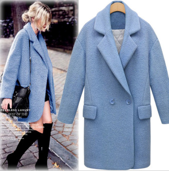 Winter new woolen coat women 's loose coat woolen jacket blue color - intl  