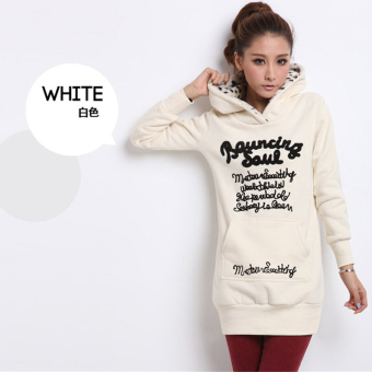 WithYou Women Loose Long Hoodies Sweatshirt Fashion Long Sleeve Pullover Coat (White) - intl  