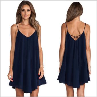 Woman crossed harness sexy chiffon dress - intl  