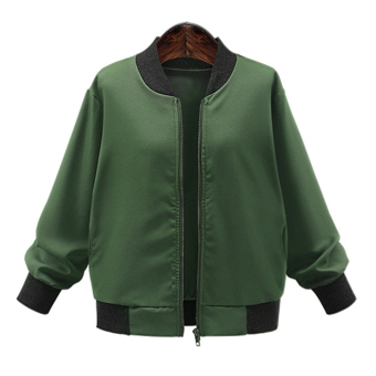 Women Baseball Jacket Casual Varsity Coat Zipper (Army Green) - intl  