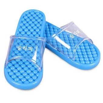 Women Bathroom Slipper Anti-skip Flip Flops Candy Color Shoes (Blue) - intl  