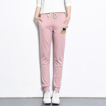 Women Casual Cotton Thin Type Harem Pants Spring and Autumn Sports Trousers Pencil Pants (Pink) - intl  