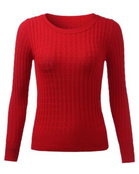 Women Casual Long Sleeve O Neck Hemp Flower Bottoming Solid Knitted Pullover Sweater- Intl  