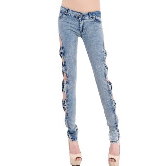 Women Casual Pencil Skinny Leg Slim Jeggings Pants Jeans Blue - intl  