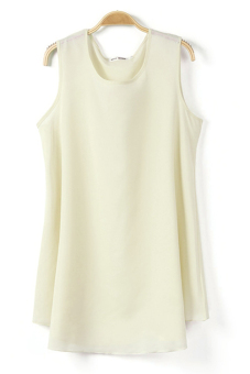 Women Chiffon Plus Size Sleeveless Tank Top Blouse T-Shirt M-XL (Apricot) - Intl - intl  