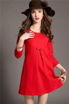 Women Elegant Long Sleeve Casual Dresses Short A-Line Maternity Dress HMDRESS028 Red - intl  