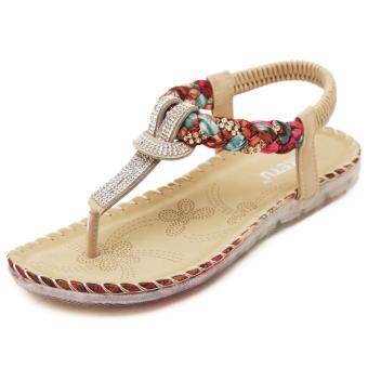 Women Fashion Boho Flat Sandals (Apricot) - intl  